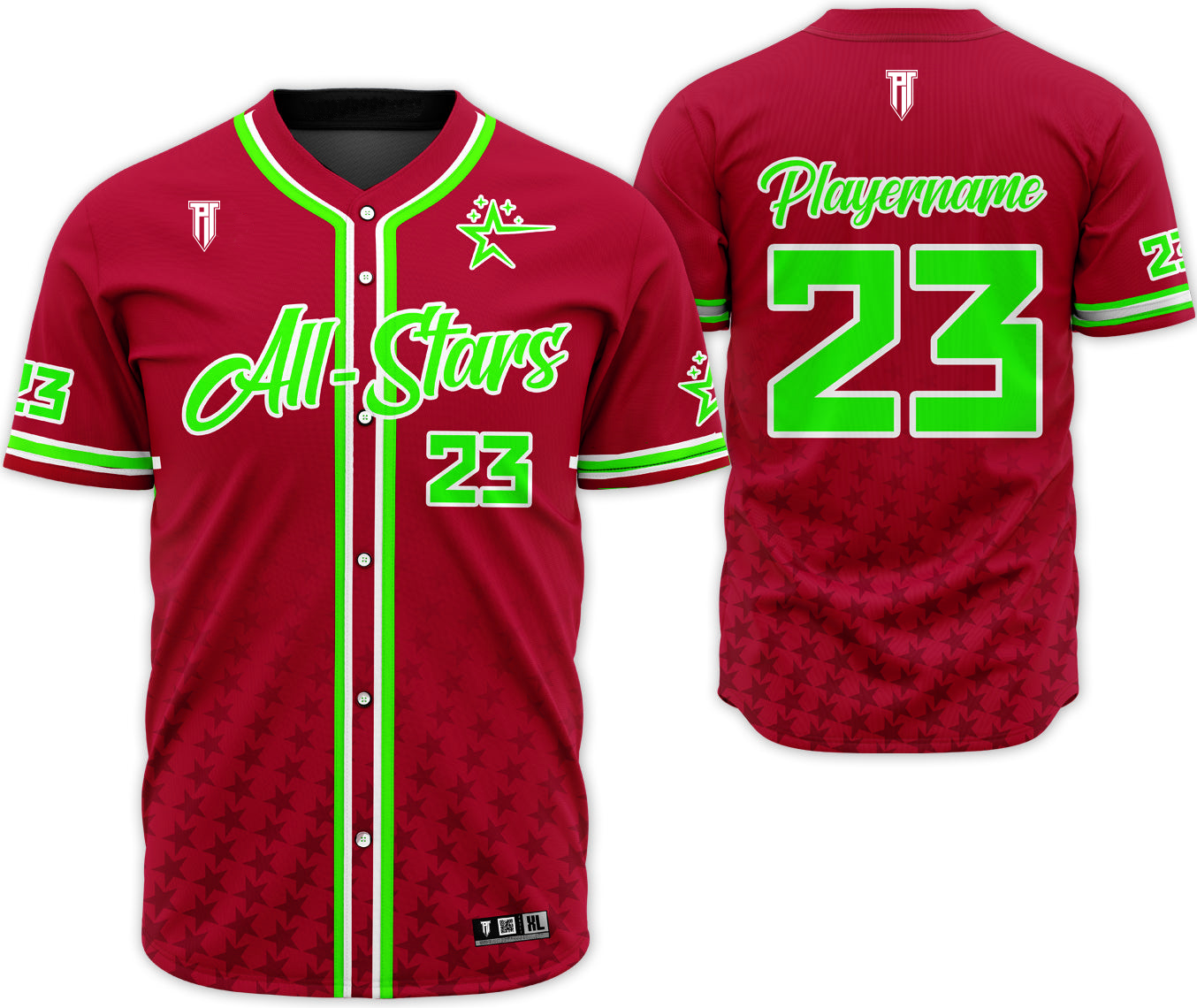 P.T. 1  ALL-STARS BUTTON DOWN CUSTOM SOFTBALL JERSEY