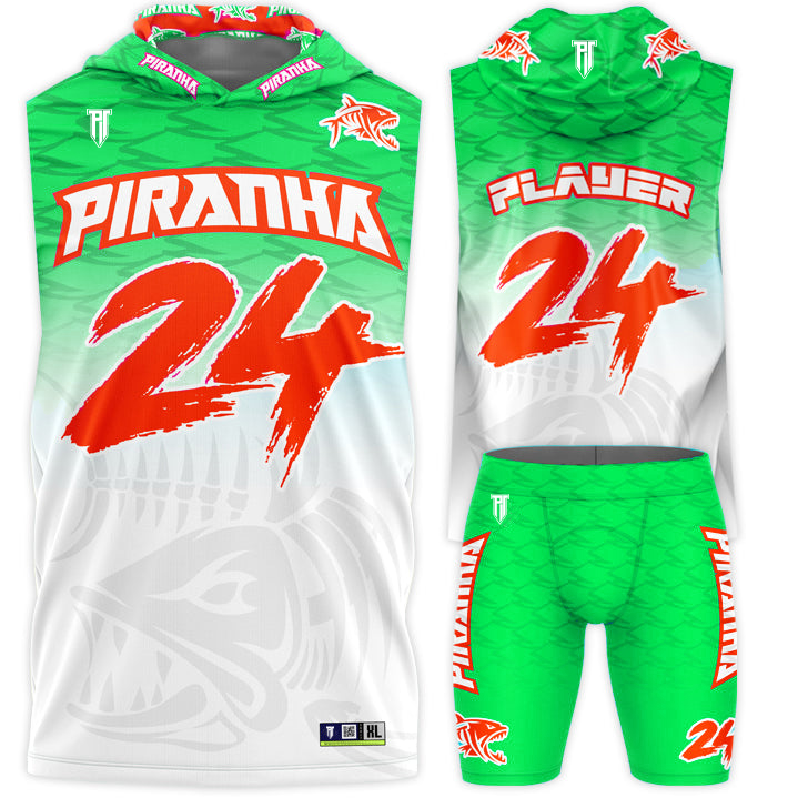 P.T.1 PIRANHA HOODED COMPRESSION 7V7 CUSTOM FLAG FOOTBALL UNIFORMS