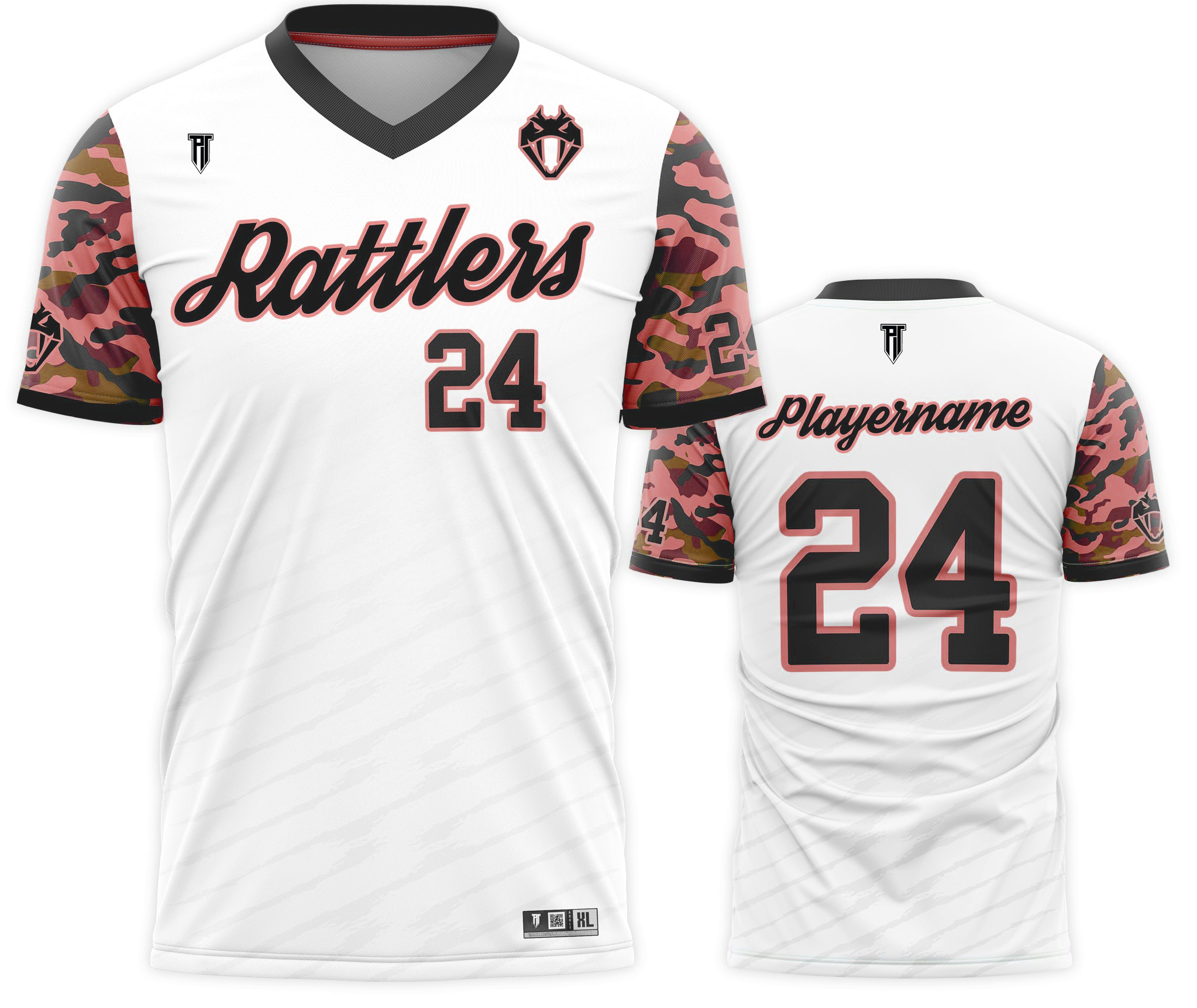 P.T. 1  RATTLERS DRI-FIT CUSTOM V-NECK SOFTBALL JERSEY