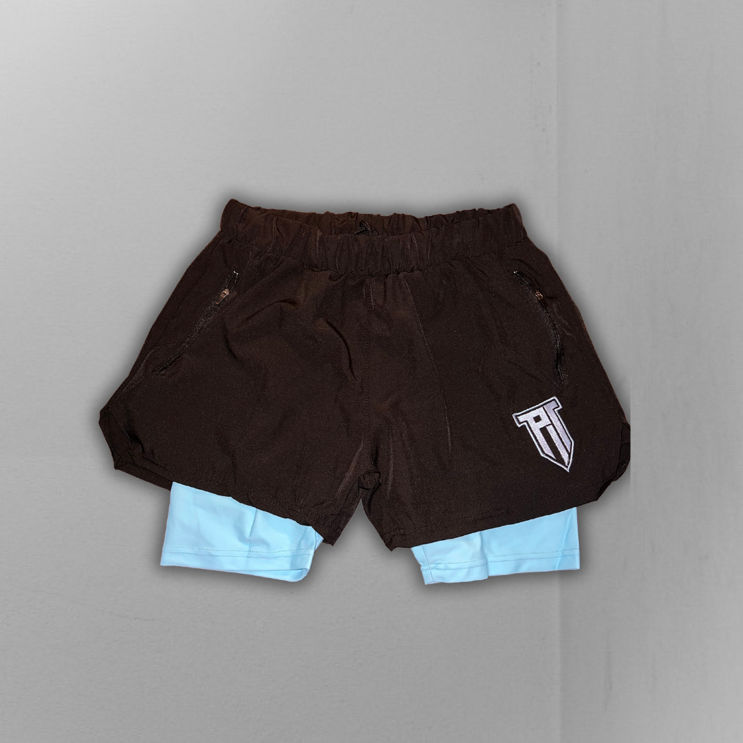 2-in-1 Black and Middle Blue Flex Shorts