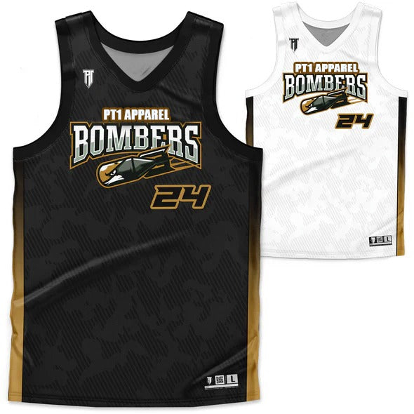 P.T. 1 BOMBERS REVERSIBLE CUSTOM BASKETBALL JERSEY