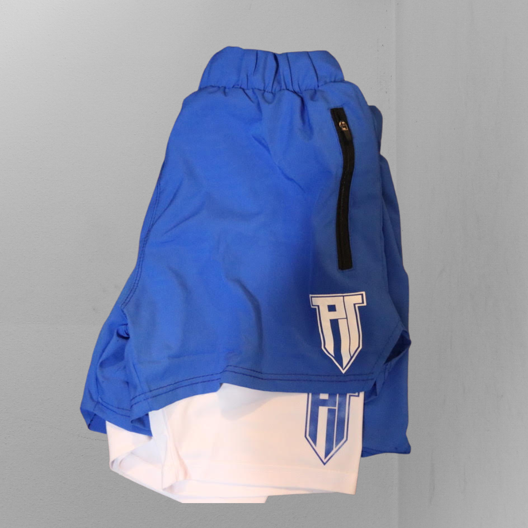 2-in-1 Azure Blue and White Flex Shorts