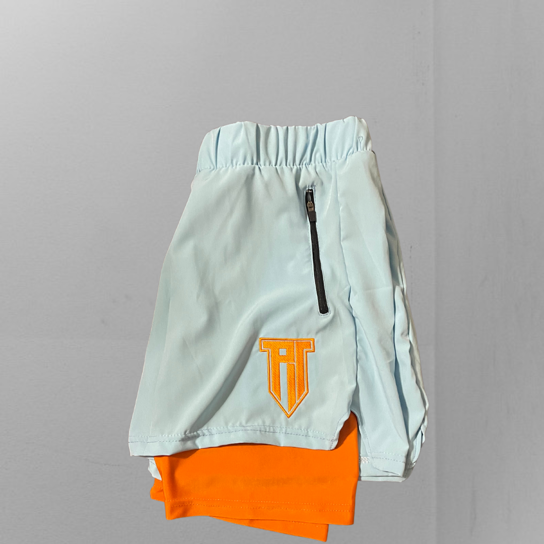 2-in-1 Capri Blue and Ginger Flex Shorts