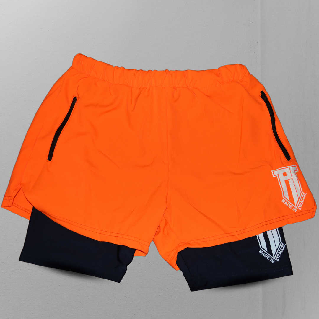 2-in-1 Blue and Orange Flex Shorts