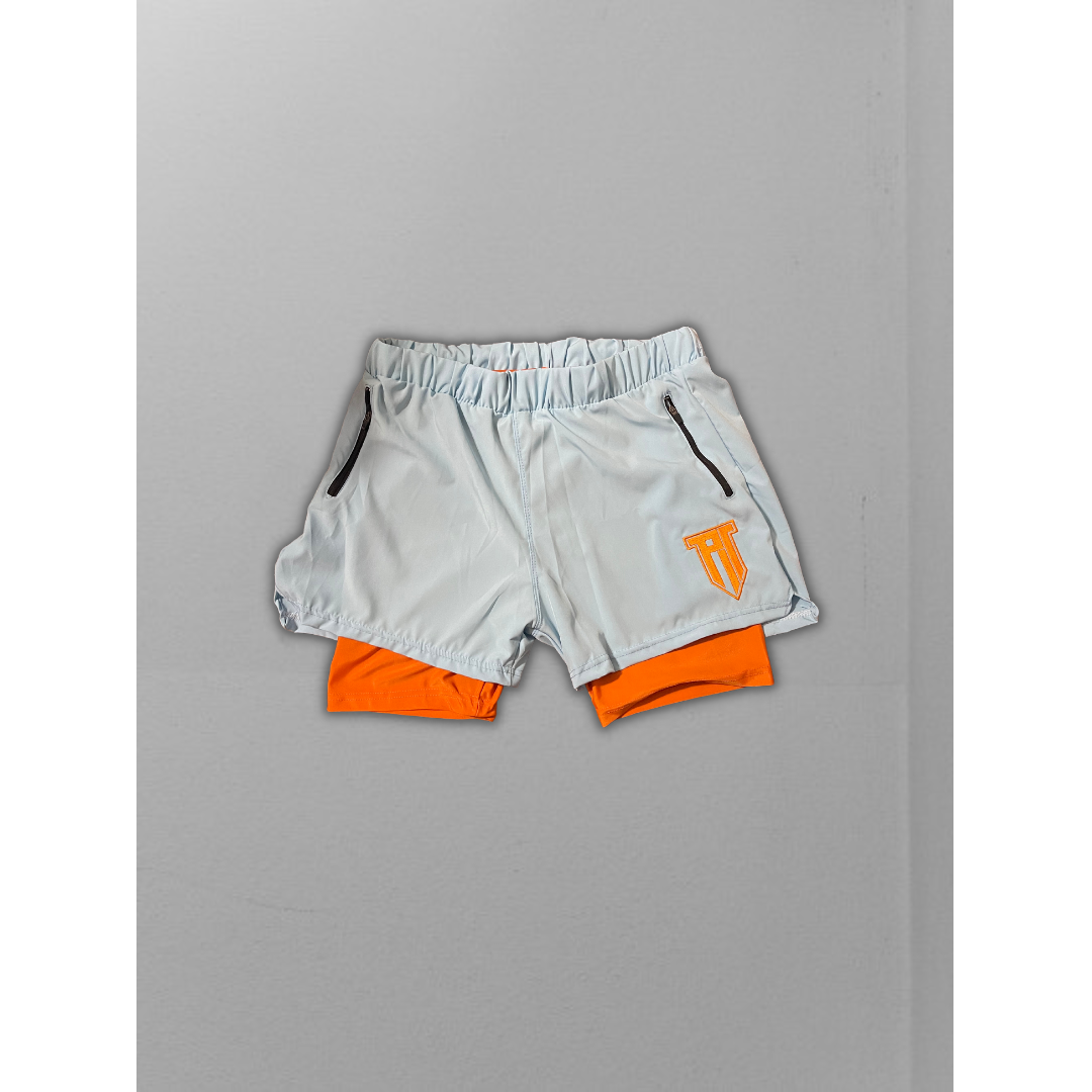 2-in-1 Capri Blue and Ginger Flex Shorts